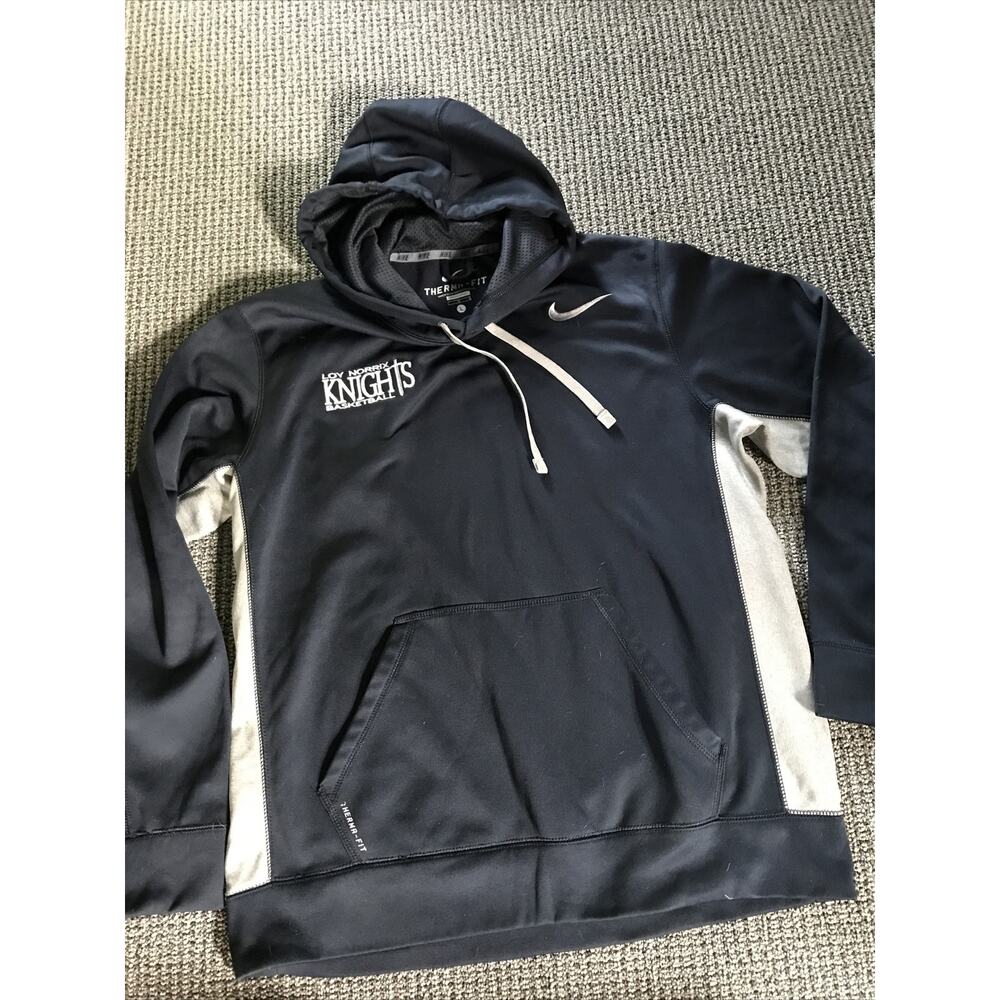 Nike ThermaFit‎ Kalamazoo Loy Norrix Basketball Hoodie Large Navy Blue